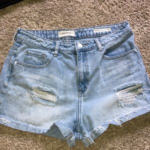 PACSUN High Rise Distressed Denim Shorts Size 30